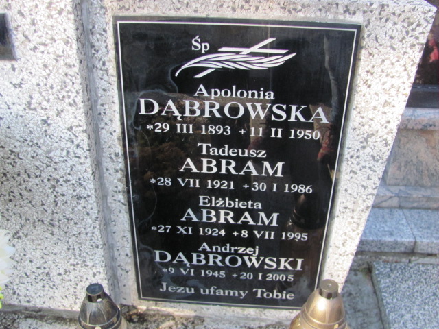 Tadeusz Abram 1921 Nowy Sącz - Grobonet - Wyszukiwarka osób pochowanych