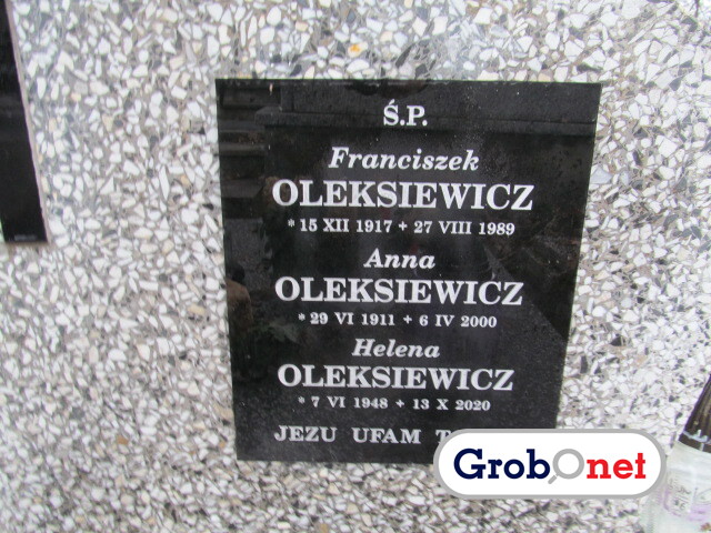 Francizek Oleksiewicz 1917 Nowy Sącz - Grobonet - Wyszukiwarka osób pochowanych