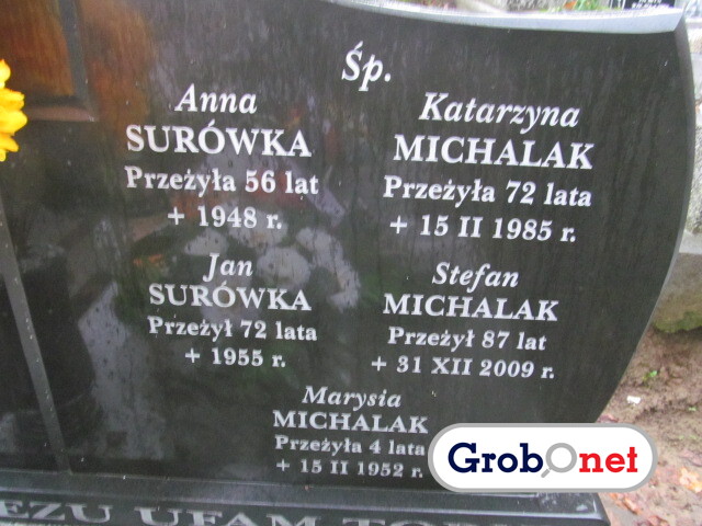 Katarzyna Michalak Nowy Sącz - Grobonet - Wyszukiwarka osób pochowanych