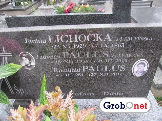 Jadwiga Paulus 1954 Nowy Sącz - Grobonet - Wyszukiwarka osób pochowanych